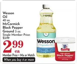 Pavilions Wesson Oil 40 oz. McCormick Black Pepper Ground 3 oz offer