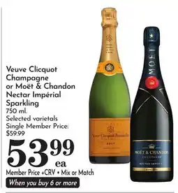 Pavilions Veuve Clicquot Champagne or Moët & Chandon Nectar Impérial Sparkling offer