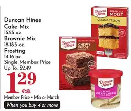 Pavilions Duncan Hines Cake Mix 15.25 oz Brownie Mix 18-18.3 oz. Frosting 14-16 oz offer