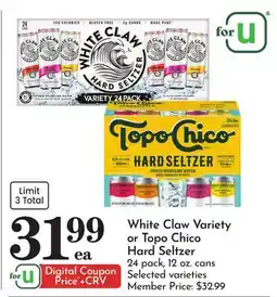 Pavilions White Claw Variety Hard Seltzer or Topo Chico Hard Seltzer offer