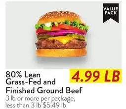 Fresh Thyme 80% Lean Grass-Fed and Finished Ground Beef offer