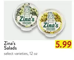 Fresh Thyme Zina's Salads offer