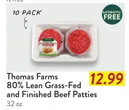 Fresh Thyme Thomas Farms 80% Lean Grass-Fed and Finished Beef Patties offer
