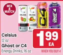 Tony’s Fresh Market Celsius 12 oz Ghost or C4 Energy Drinks 16 oz offer