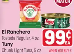 Tony’s Fresh Market El Ranchero Tostada Regular, 4 oz Tuny Chunk Light Tuna, 5 oz offer