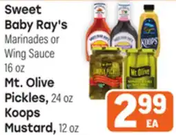 Tony’s Fresh Market Sweet Baby Ray's Marinades or Wing Sauce 16 oz Mt. Olive Pickles, 24 oz Koops Mustard, 12oz offer