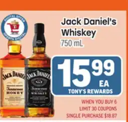 Tony’s Fresh Market Jack Daniel's Whiskey offer