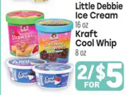 Tony’s Fresh Market Little Debbie Ice Cream 16 oz Kraft Cool Whip 8 oz offer