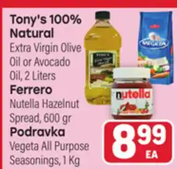 Tony’s Fresh Market Tony's 100% Natural, Ferrero o Podravka offer
