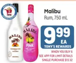 Tony’s Fresh Market Malibu Rum offer