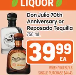 Tony’s Fresh Market Don Julio 70th Anniversary or Reposado Tequila offer