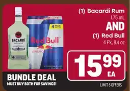 Tony’s Fresh Market (1) Bacardí Rum 1.75 mL AND (1) Red Bull 4 Pk, 8.4 oz offer