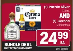 Tony’s Fresh Market Patrón Silver 375 mL AND Corona 12 Pk Bottles offer