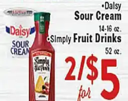 Rio Valley Market •Daisy Sour Cream 14-16 oz. •Simply Fruit Drinks 52 oz offer