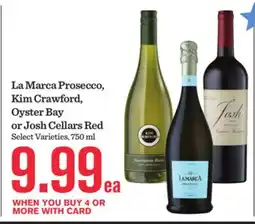 Mariano's La Marca Prosecco, Kim Crawford, Oyster Bay or Josh Cellars Red offer