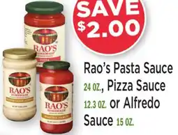 Heinen's Rao's Pasta Sauce 24 OZ., Pizza Sauce 12.3 OZ. or Alfredo Sauce 15 OZ offer