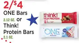 Heinen's ONE Bars 2.12 OZ. or Think! Protein Bars 2.1 OZ offer