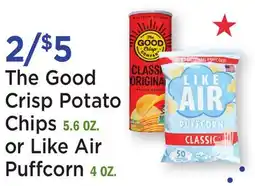 Heinen's The Good Crisp Potato Chips 5.6 OZ. or Like Air Puffcorn 4 OZ offer