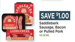 Heinen's Saddleberk Sausage, Bacon or Pulled Pork offer