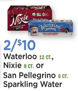 Heinen's Waterloo 12 CT., Nixie 8 CT. or San Pellegrino 6 CT. Sparkling Water offer