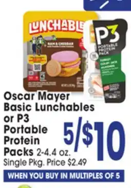 Jewel-Osco Oscar Mayer Basic Lunchables or P3 Portable Protein Packs offer
