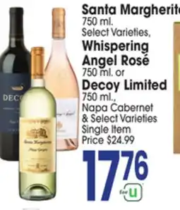 Jewel-Osco Santa Margherita 750 ml. Whispering Angel RosΓ© 750 ml. or Decoy Limited 750 ml offer