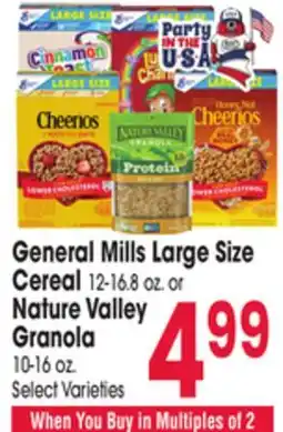 Jewel-Osco General Mills Large Size Cereal 12-16.8 oz. or Nature Valley Granola 10-16 oz offer