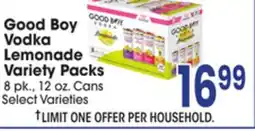 Jewel-Osco Good Boy Vodka Lemonade Variety Packs offer