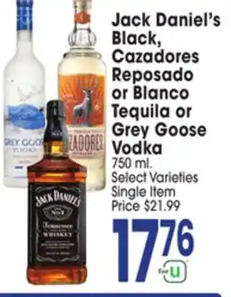 Jewel-Osco Jack Daniel's Black, Cazadores Reposado or Blanco Tequila or Grey Goose Vodka offer