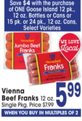 Jewel-Osco Vienna Beef Franks offer