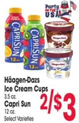 Jewel-Osco Häagen-Dazs Ice Cream Cups 3.5 oz. Capri Sun 12 oz offer