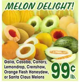 Jewel-Osco Galia, Casaba, Canary, Lemondrop, Crenshaw, Orange Flesh Honeydew, or Santa Claus Melons offer