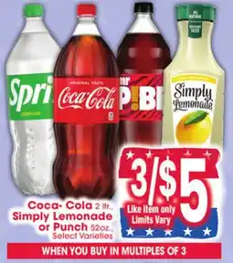 Jewel-Osco Coca-Cola 2 Ltr., Simply Lemonade or Punch 52 Oz offer