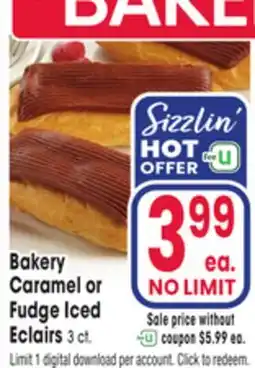 Jewel-Osco Bakery Caramel or Fudge Iced Eclairs offer