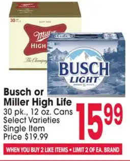 Jewel-Osco Busch or Miller High Life offer