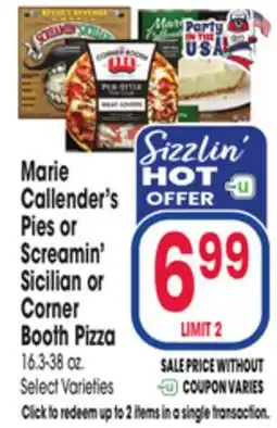 Jewel-Osco Marie Callender's Pies or Screamin' Sicilian or Corner Booth Pizza offer