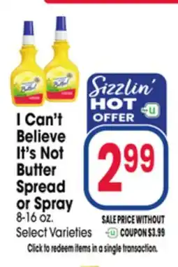 Jewel-Osco I Can't Believe It's Not Butter Spread or Spray offer