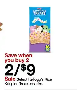 Target Select Kellogg's Rice Krispies Treats snacks offer
