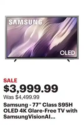 Best Buy Samsung - 77 Class S95H OLED 4K Glare-Free TV with SamsungVisionAI (2026) offer