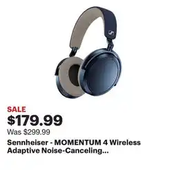 Best Buy Sennheiser - MOMENTUM 4 Wireless Adaptive Noise-Canceling Over-The-Ear Headphones - Denim offer