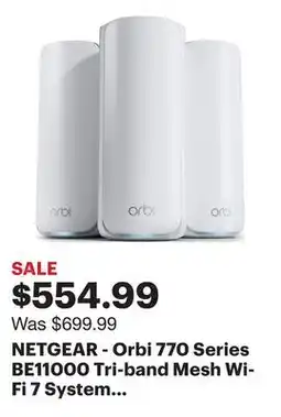 Best Buy NETGEAR - Orbi 770 Series BE11000 Tri-band Mesh Wi-Fi 7 System (3-pack) - White offer