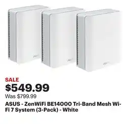 Best Buy ASUS - ZenWiFi BE14000 Tri-Band Mesh Wi-Fi 7 System (3-Pack) - White offer