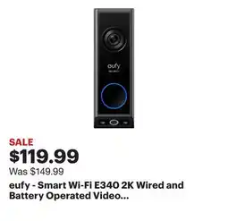 Best Buy eufy - Smart Wi-Fi E340 2K Wired and Battery Operated Video Doorbell with Dual Cameras - Black offer