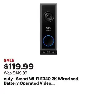 Best Buy eufy - Smart Wi-Fi E340 2K Wired and Battery Operated Video Doorbell with Dual Cameras - Black offer