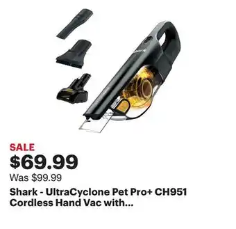 Best Buy Shark - UltraCyclone Pet Pro+ CH951 Cordless Hand Vac with Self-Cleaning Pet Power Brush - Black offer