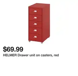Ikea HELMER Drawer unit on casters, red offer