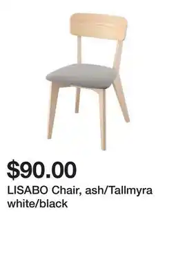 Ikea LISABO Chair, ash/Tallmyra white/black offer