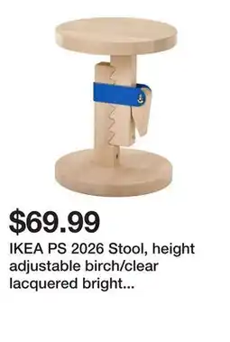 Ikea IKEA PS 2026 Stool, height adjustable birch/clear lacquered bright blue offer