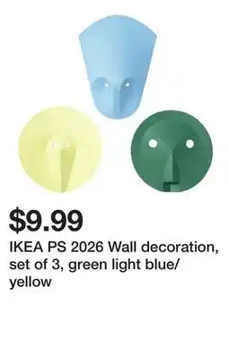 Ikea IKEA PS 2026 Wall decoration, set of 3, green light blue/yellow offer