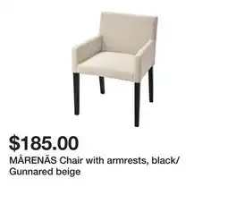 Ikea MÅRENÄS Chair with armrests, black/Gunnared beige offer